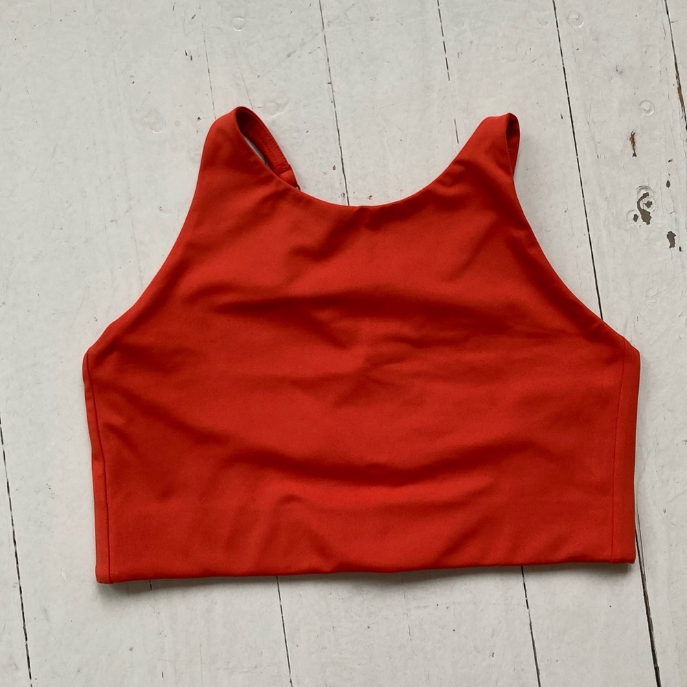 *DISCONTINUED COLOR!*  Girlfriend Collective Topanga Bra - Red Orange - Size M